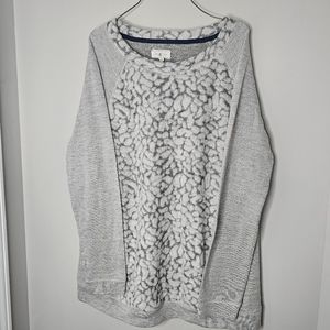 Lou & Grey Zipper Pocket Leaopard Print Sweater